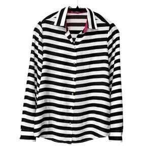 Banana Republic Black & White Striped Button Down Shirt